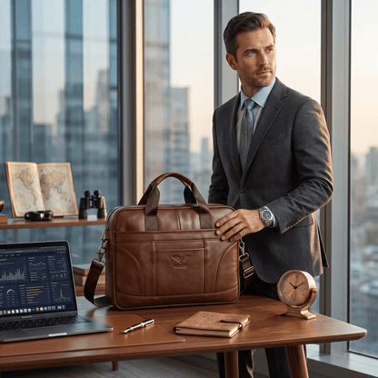 MUŠKA KOŽNA TORBA ZA LAPTOP 13/15 Inča – NORDEEP BROWN