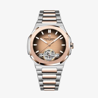 Muški sat Pagani Design PD-YS025 sa rose gold brojčanikom i čeličnom narukvicom – prednji prikaz sata