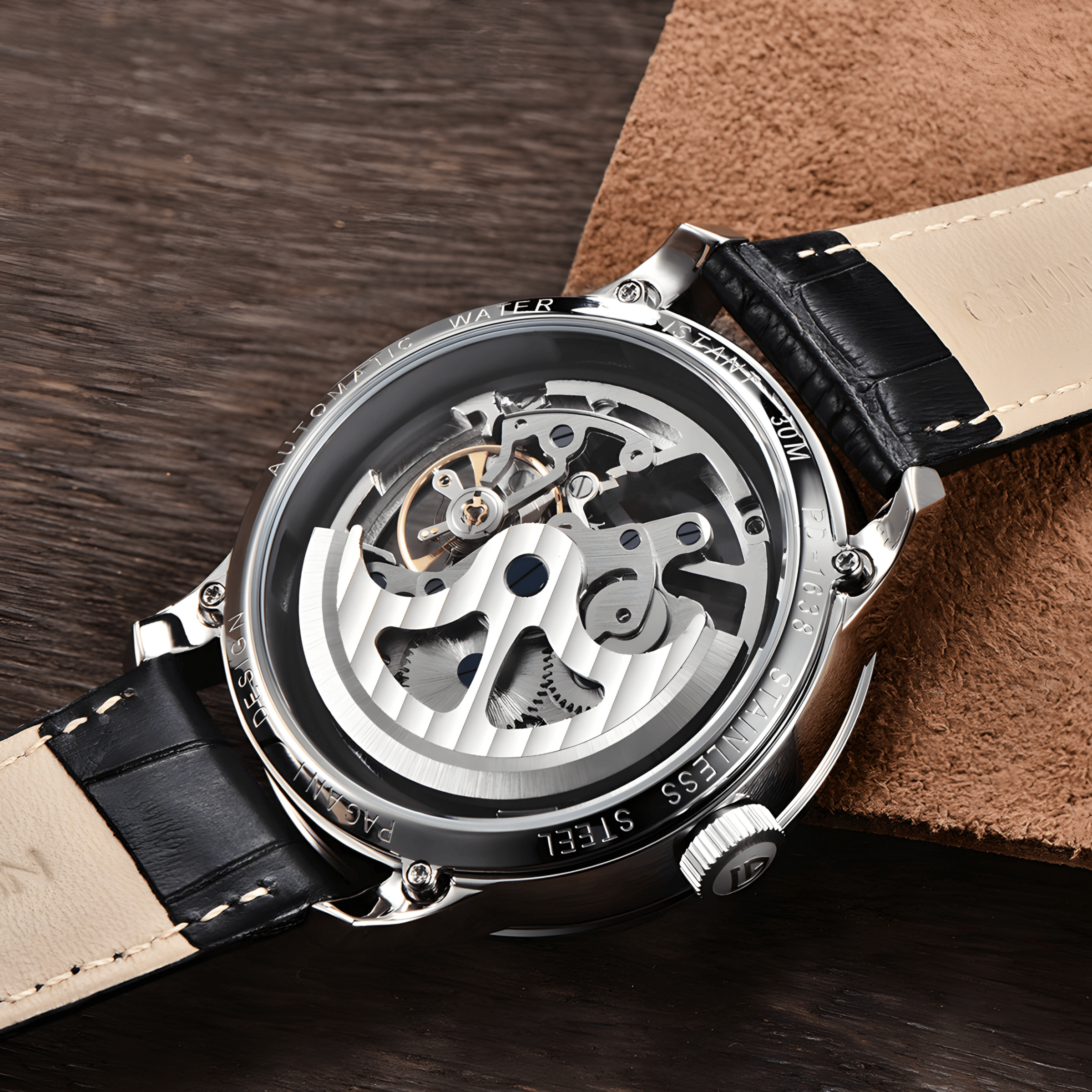 Muški Automatik Sat Pagani Design PD1638 Skeleton - Black