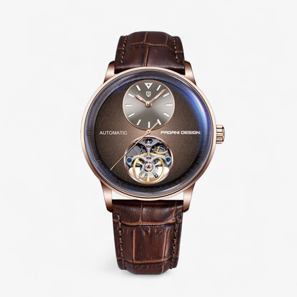 Prednji prikaz muškog automatik sata Pagani Design PD1796 u braon varijanti