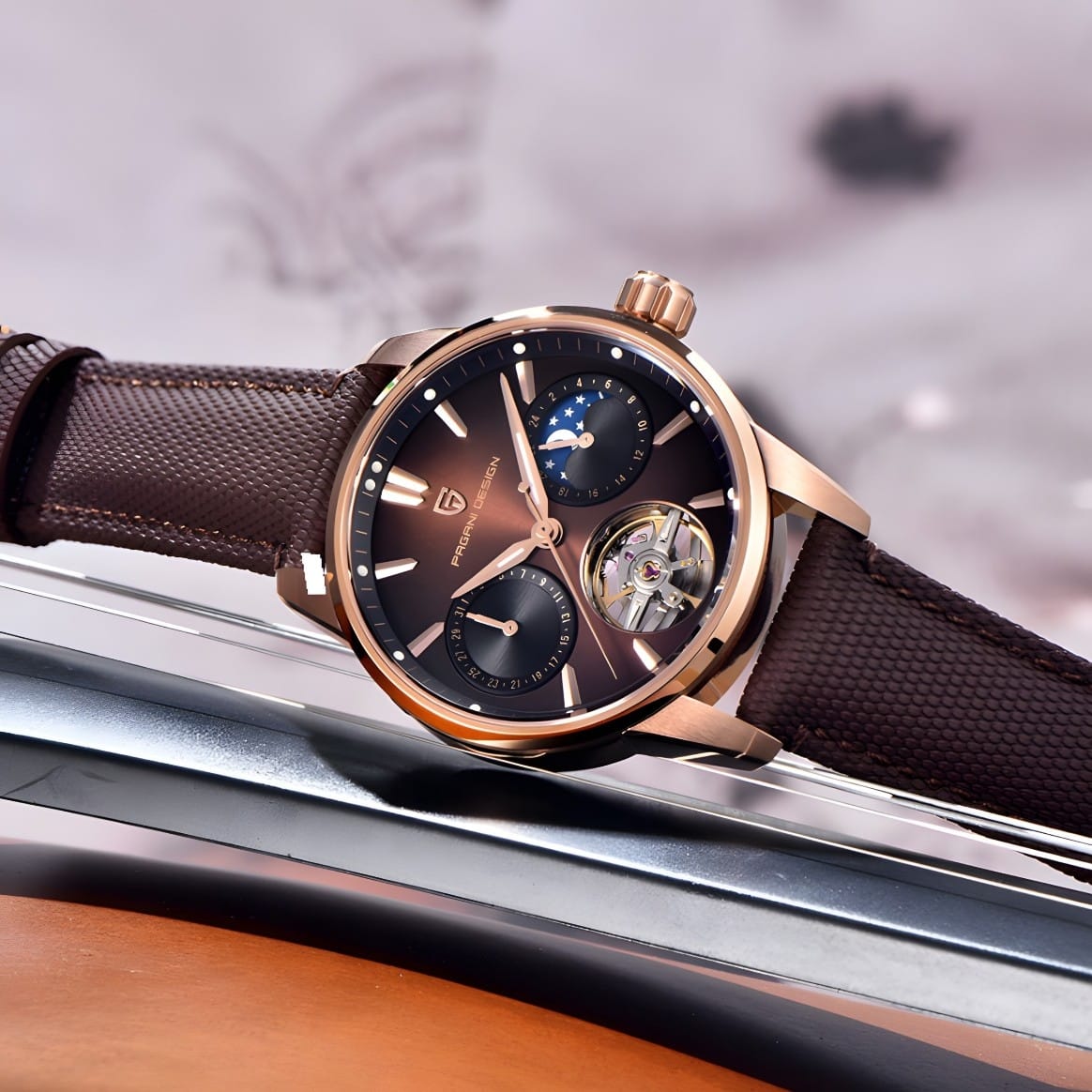 Muški Automatik Sat Pagani Desing PD-YS021 - Brown/Gold