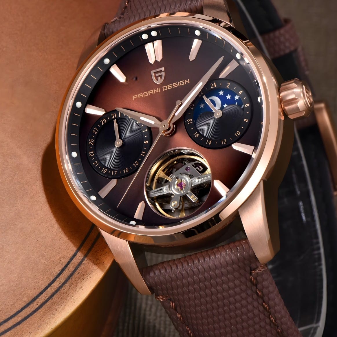 Muški Automatik Sat Pagani Desing PD-YS021 - Brown/Gold
