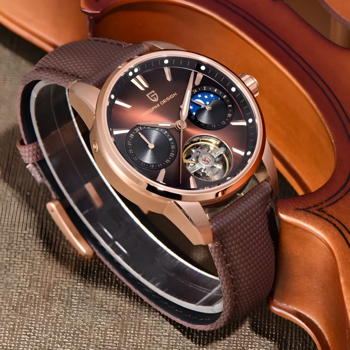 Muški Automatik Sat Pagani Desing PD-YS021 - Brown/Gold