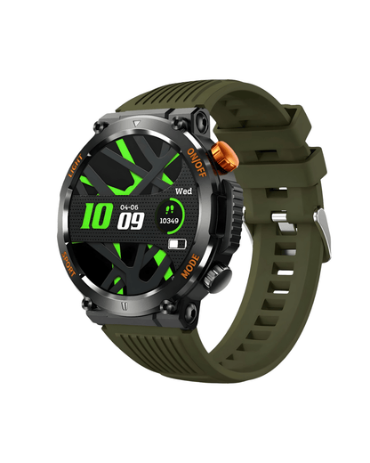 Muški pametni sat Army T14 Armata Green, desna bočna strana kućišta, zeleno military kućište i silikonska narukvica