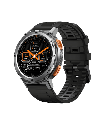 Kospet Tank T2 crni pametni sat – desna bočna strana sa silikonskom narukvicom