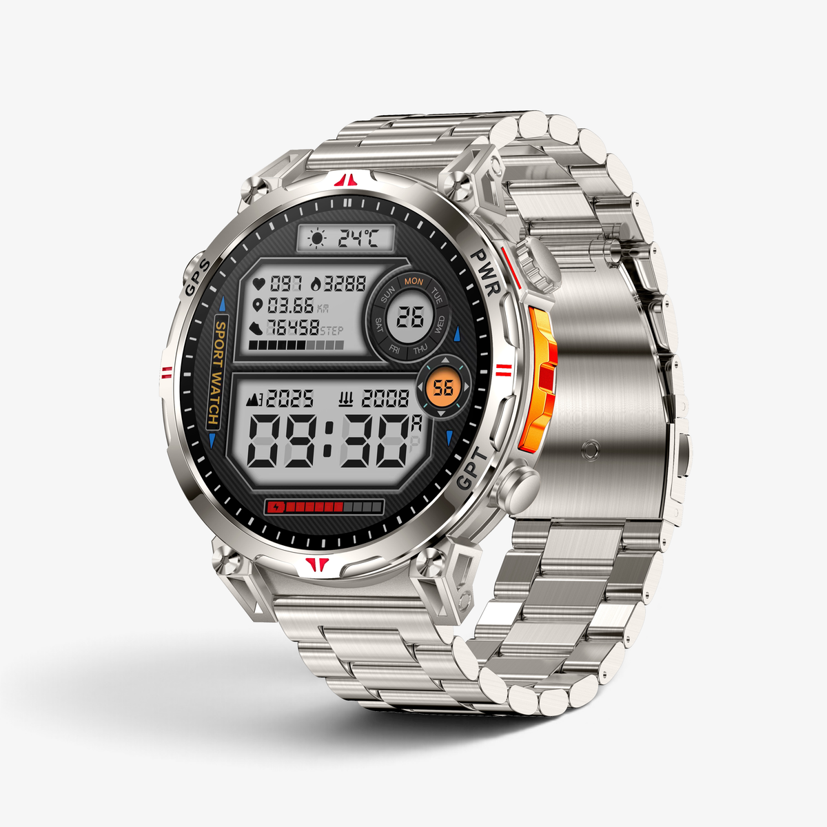 Muški Pametni Sat Military KC93 - Silver/Orange