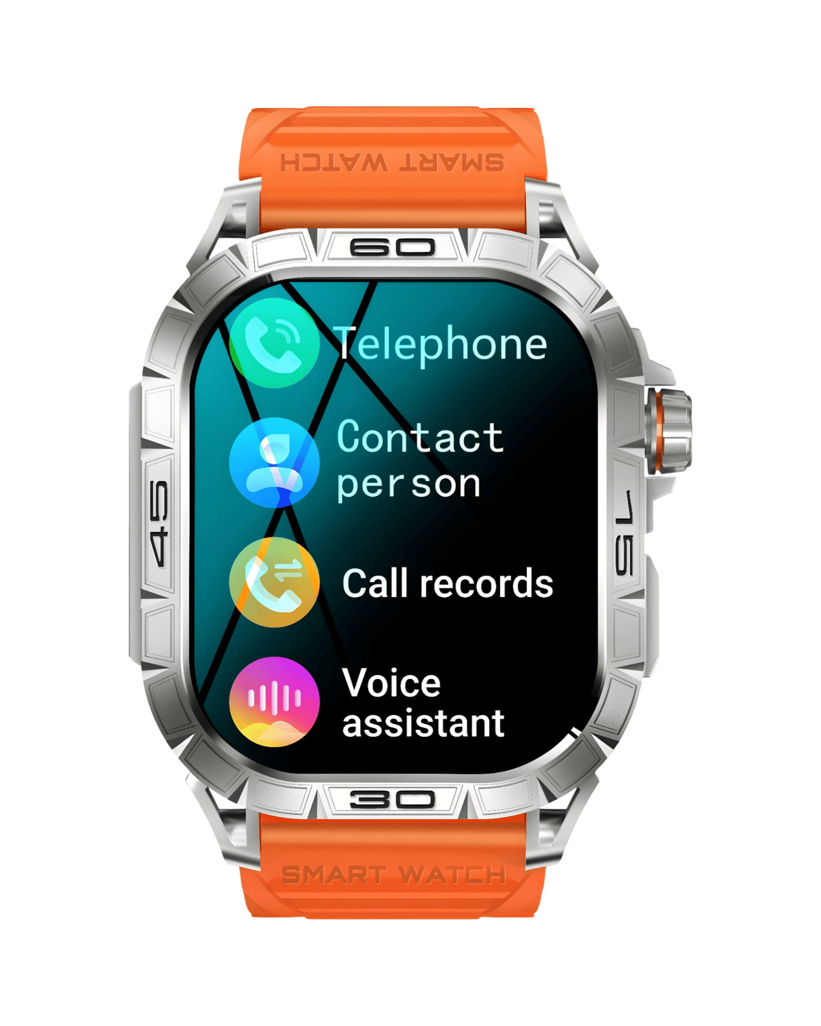 Muški pametni sat Military Panter V Silver sa srebrnim metalnim kućištem i aktivnim ekranom – prednji prikaz