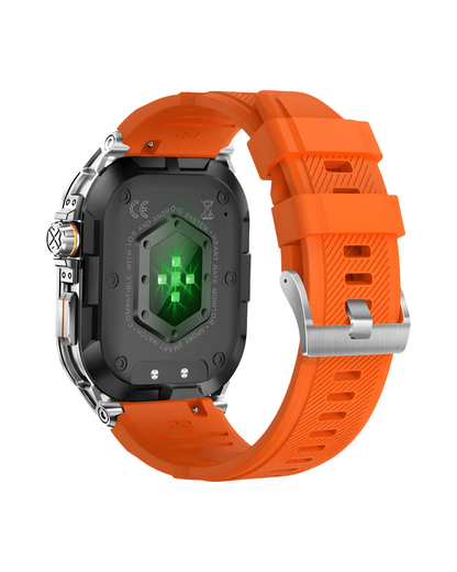 Zadnja strana pametnog sata Military Panter V Silver sa srebrnim metalnim kućištem i senzorima – zadnji prikaz