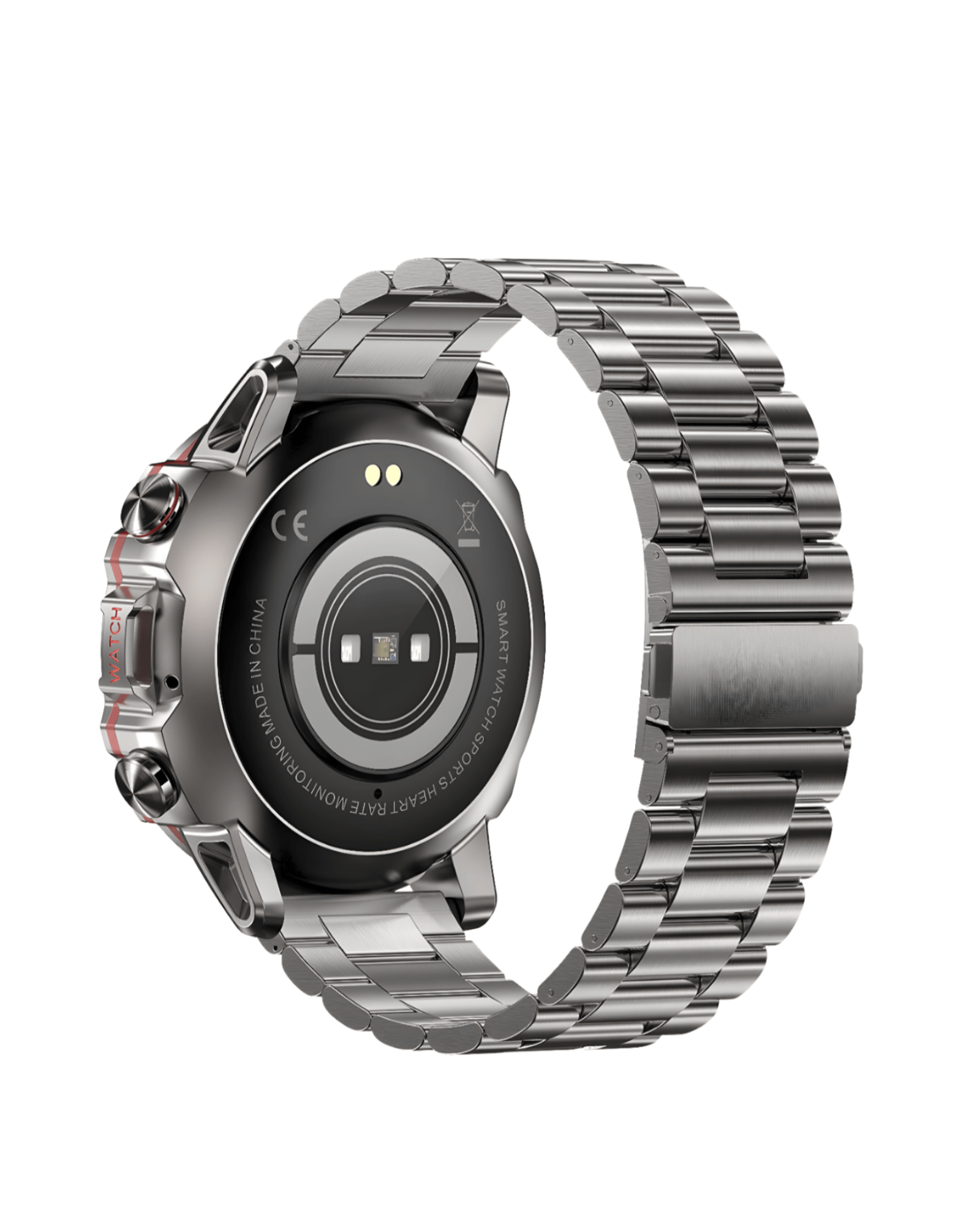 Zadnja strana muškog pametnog sata Military ST1 Silver sa metalnom narukvicom