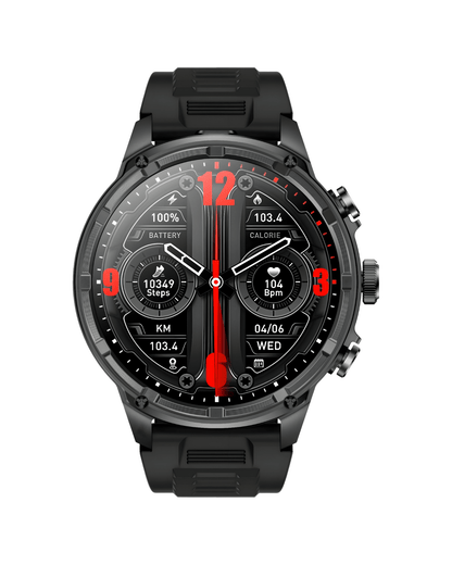 Muški pametni sat Military V99 Black – prednja strana sata sa aktivnim ekranom i metalnim kućištem