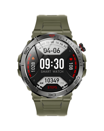 Muški pametni sat Military VD39 Pro – prednja strana ekrana, zeleno kućište, sportski dizajn sa zelenom narukvicom