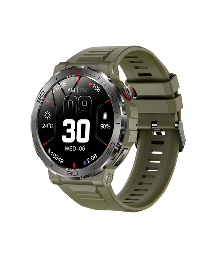 Bočni prikaz pametnog sata Military VD39 Pro – metalno kućište i uključen ekran