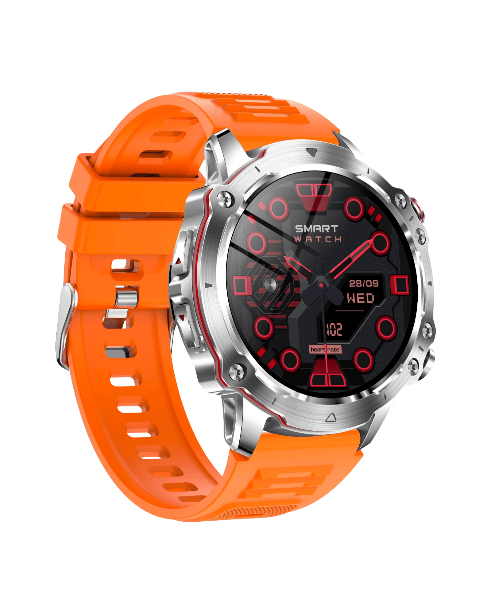 Leva bočna strana pametnog sata SQM Ultra Black sa srebrnim kućištem i aktivnim ekranom