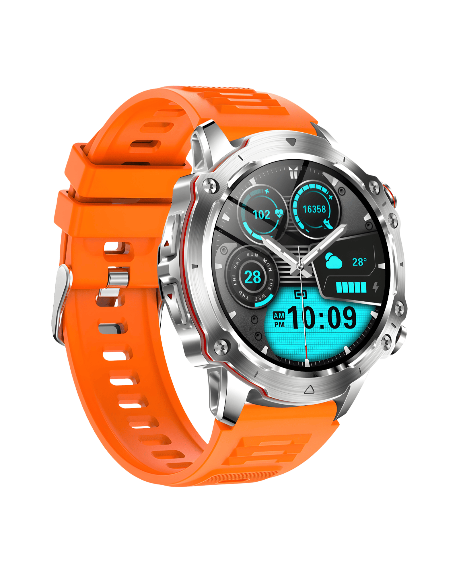 Leva bočna strana pametnog sata SQM Ultra Black sa metalnim kućištem i silikonskom narukvicom