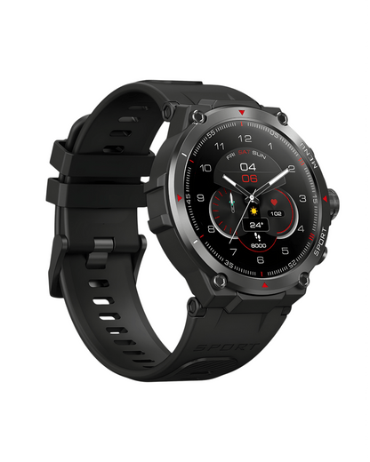 Stratos Black pametni muški sat – leva bočna strana kućišta sa silikonskom narukvicom