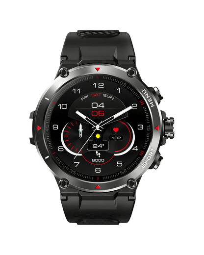 Muški pametni sat Stratos Black – prednji prikaz ekrana, sportski dizajn