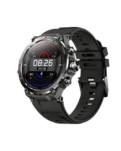 Muški pametni sat Stratos Black – desna bočna strana, aktivan ekran, silikon narukvica