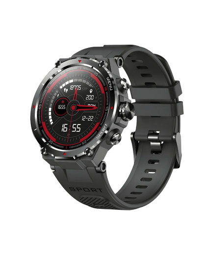 Stratos Black pametni muški sat – desna bočna strana kućišta, silikonska narukvica i moderan dizaj ekrana