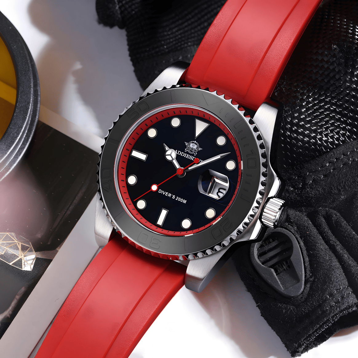 Muški Ronilački Sat ADDIESDIVE AD2040 - Black/Red