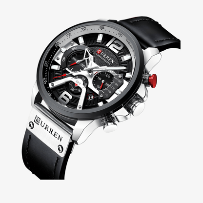 Curren CR8329 muški sat crni, detalj brojčanika sa jasno izraženim markerima i kazaljkama