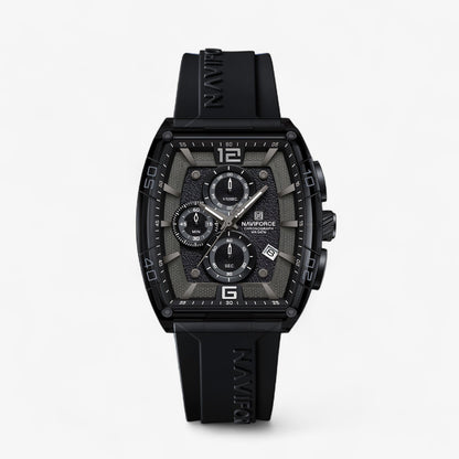 Prednji prikaz muškog sata Naviforce NF6101 u crnoj boji – moderan brojčanik sa hronografom