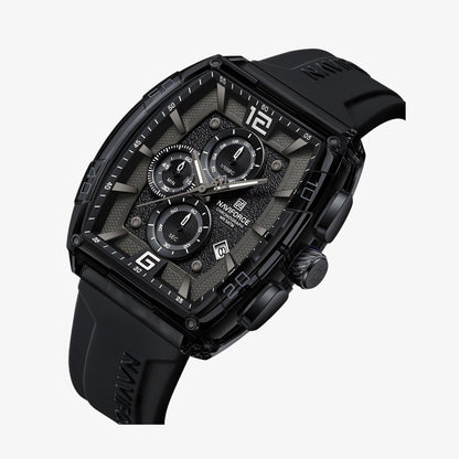 Muški sat Naviforce NF6101 – pogled spreda izbliza, crna boja sa sportskim dizajnom