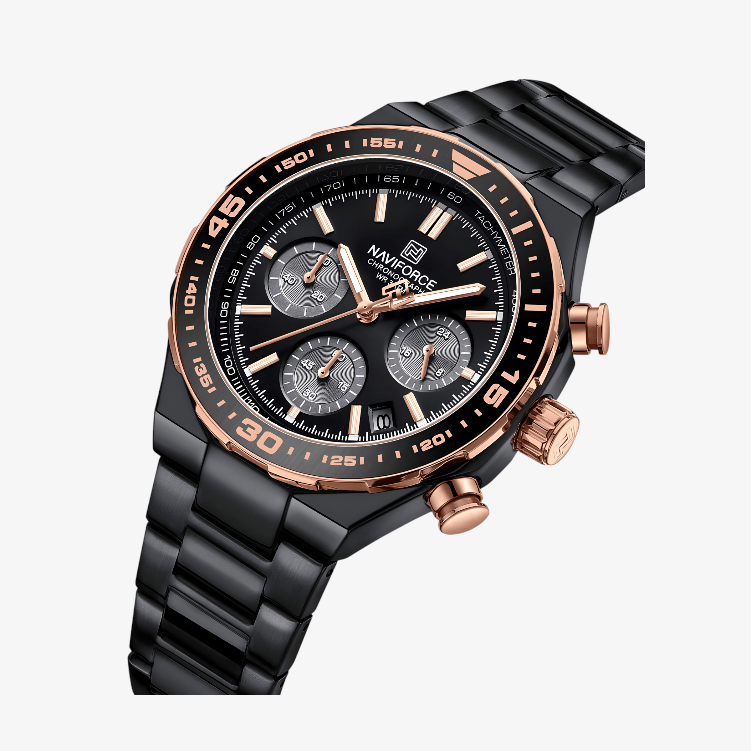 Muški sat NaviForce NF8049 - Crno-Zlatna Boja