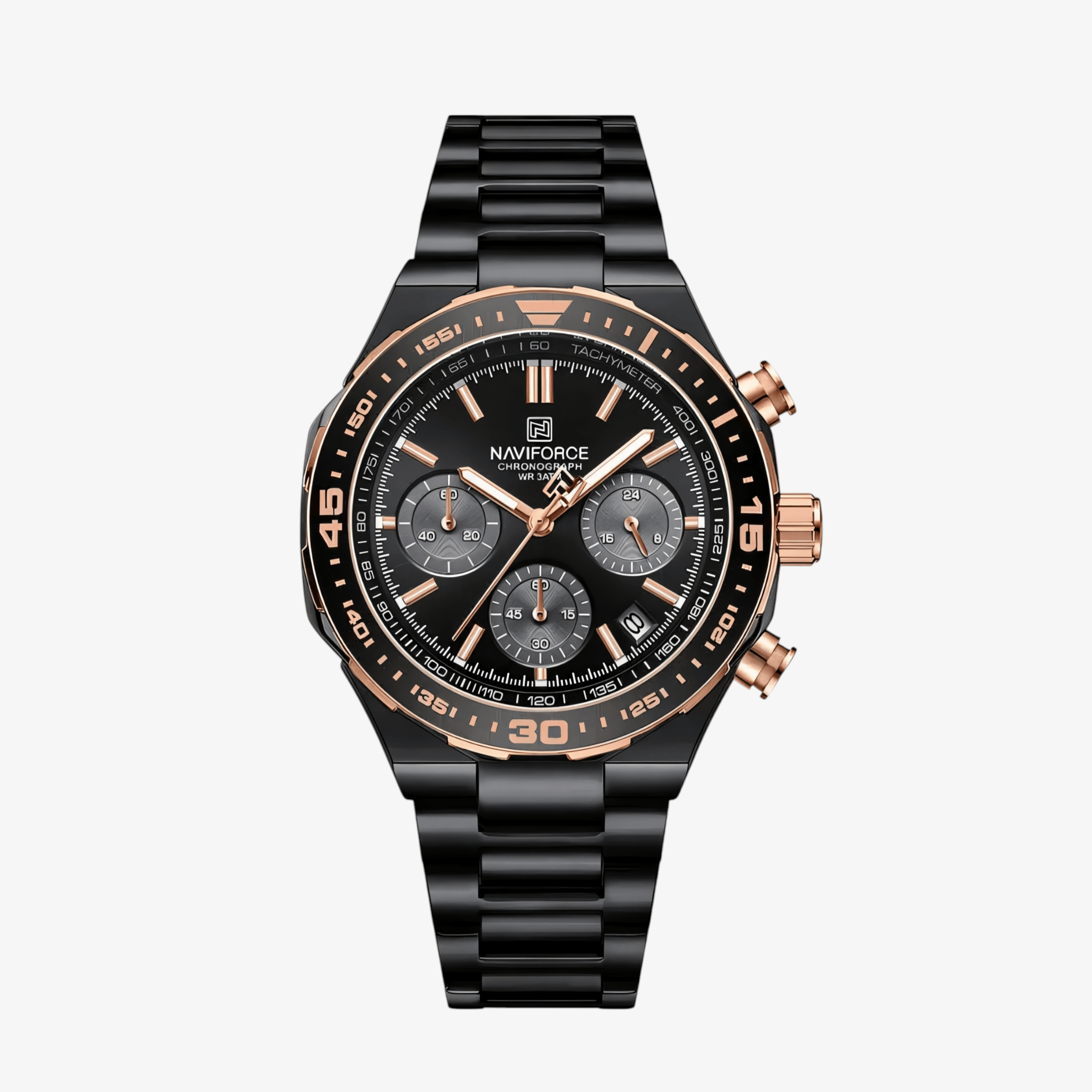 Muški sat NaviForce NF8049 - Crno-Zlatna Boja