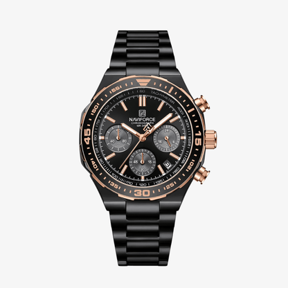 Muški sat NaviForce NF8049 - Crno-Zlatna Boja