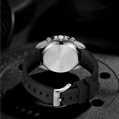 Zadnja strana muškog sata NaviForce NF8054 Daytona sa čeličnim poklopcem kućišta