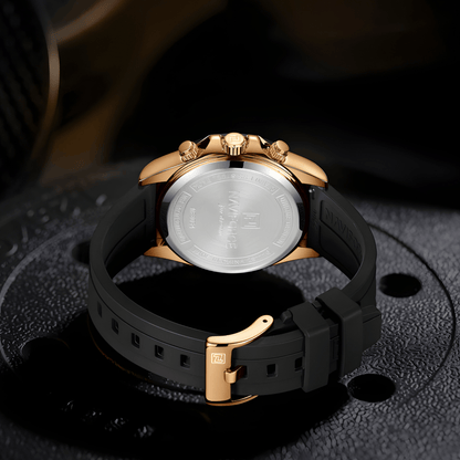 Zadnja strana muškog sata NaviForce NF8054 Daytona sa silikonskim kaišem i čeličnim poklopcem