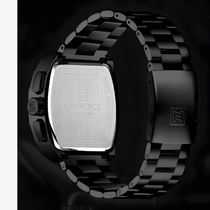 Zadnja strana muškog sata NaviForce NF8066 Titan sa čeličnim kućištem i metalnom narukvicom