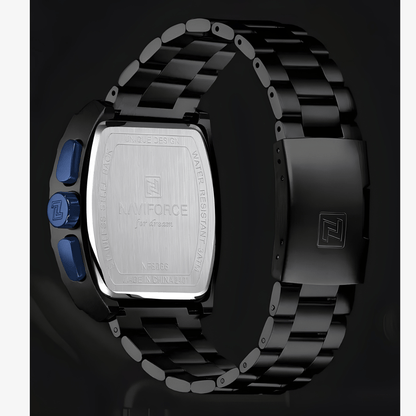 Zadnja strana muškog sata NaviForce NF8066 Titan sa čeličnim kućištem i metalnom narukvicom