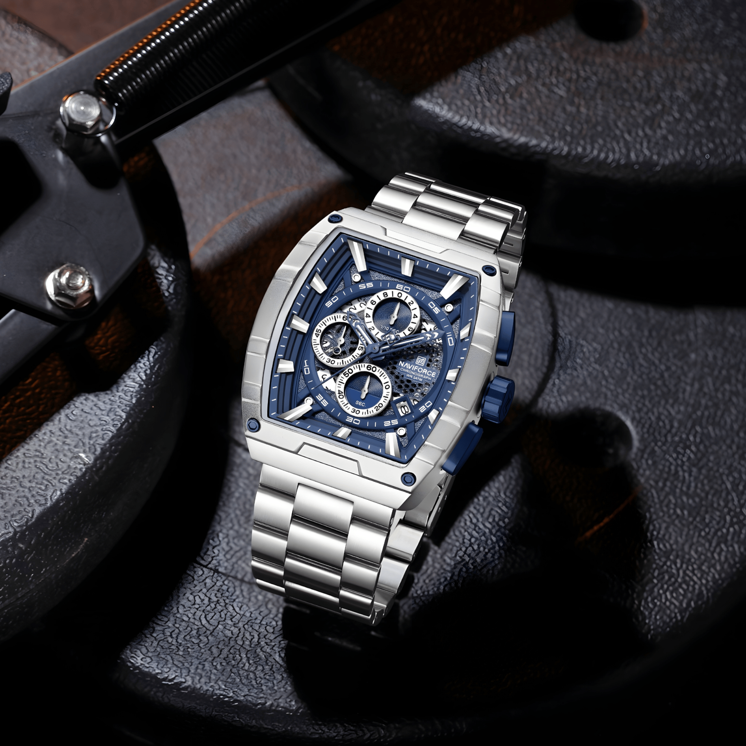 NaviForce NF8066 Titan muški sat sa plavim brojčanikom, stainless steel kućište i metalna narukvica