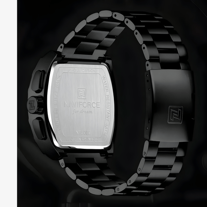 Zadnja strana muškog sata NaviForce NF8066 Titan sa čeličnim kućištem i metalnom narukvicom