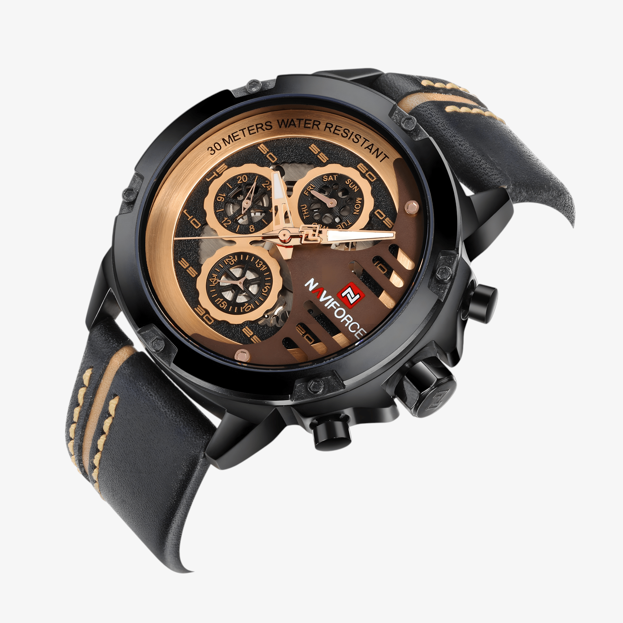 Muški sat NaviForce NF9110 - Crna-Braon Boja