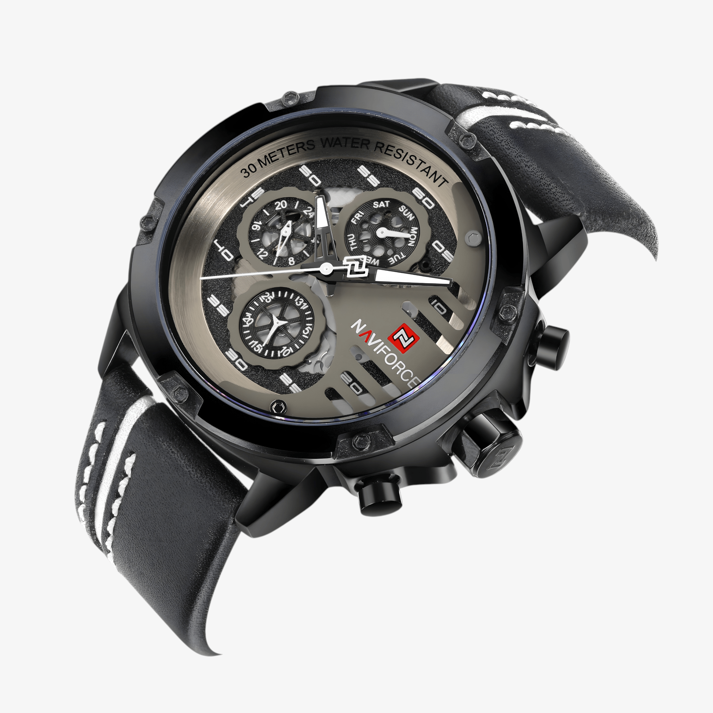 Muški sat NaviForce NF9110 - Crno-Bela Boja