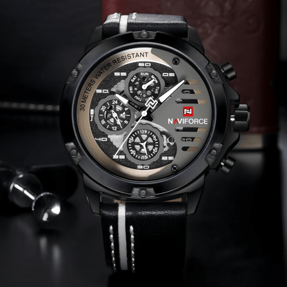 Muški sat NaviForce NF9110 - Crno-Bela Boja