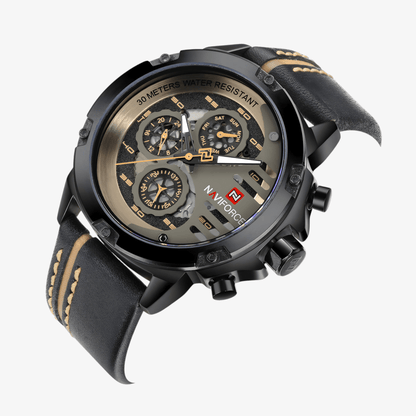 Muški sat NaviForce NF9110 - Crno-Zlatna Boja