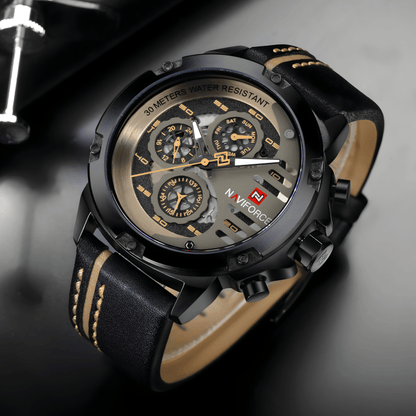 Muški sat NaviForce NF9110 - Crno-Zlatna Boja