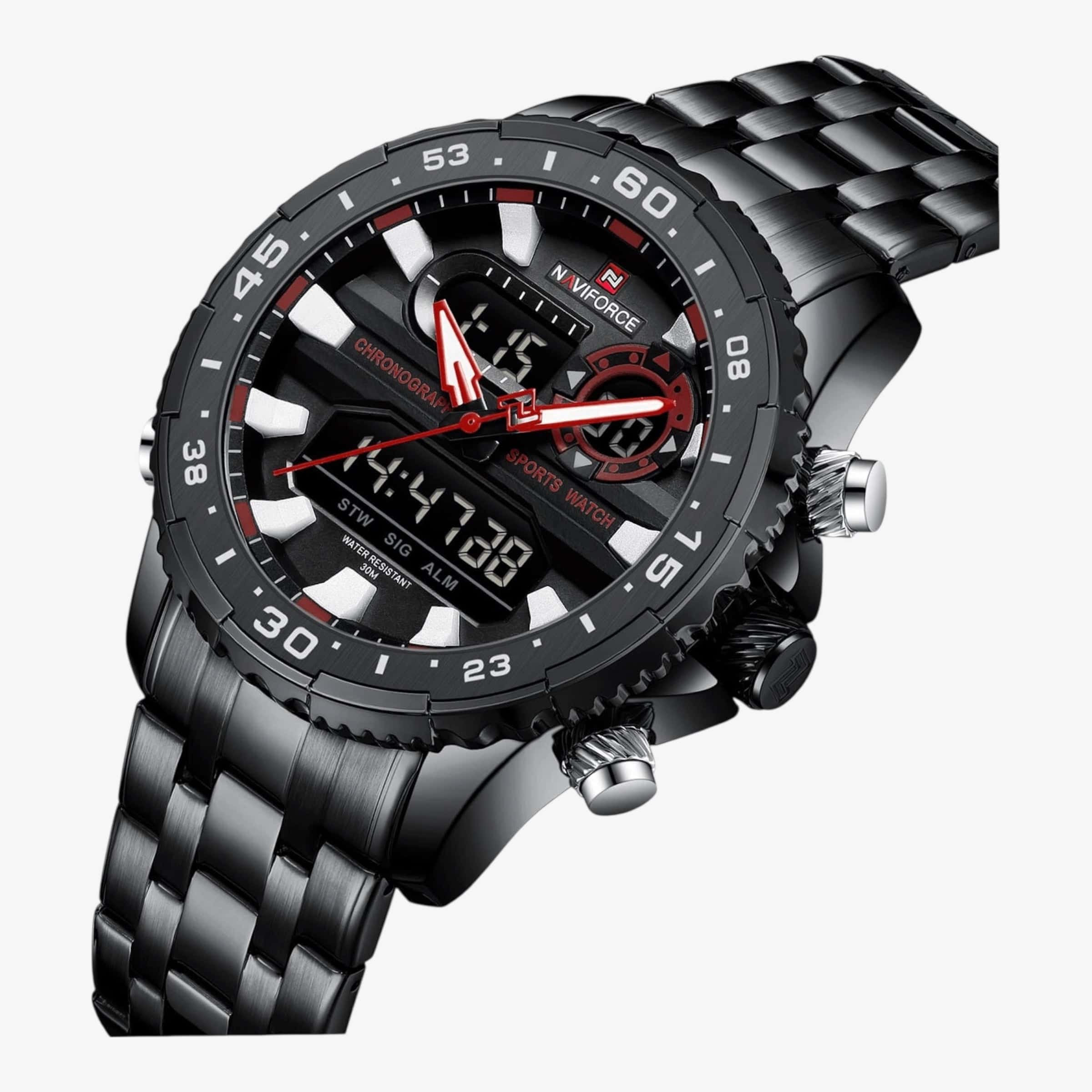 Muški Sat Naviforce NF9234 – Crna-Crvena Boja