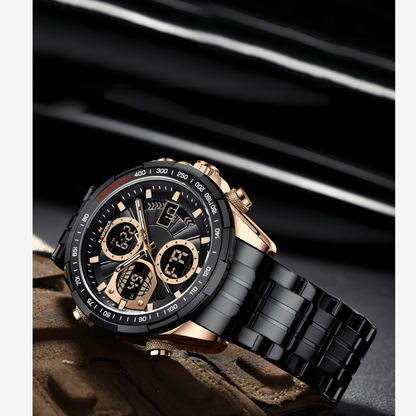 Muški sat NaviForce Ranger NF9197 u realnom okruženju, metalna narukvica i čelično kućište