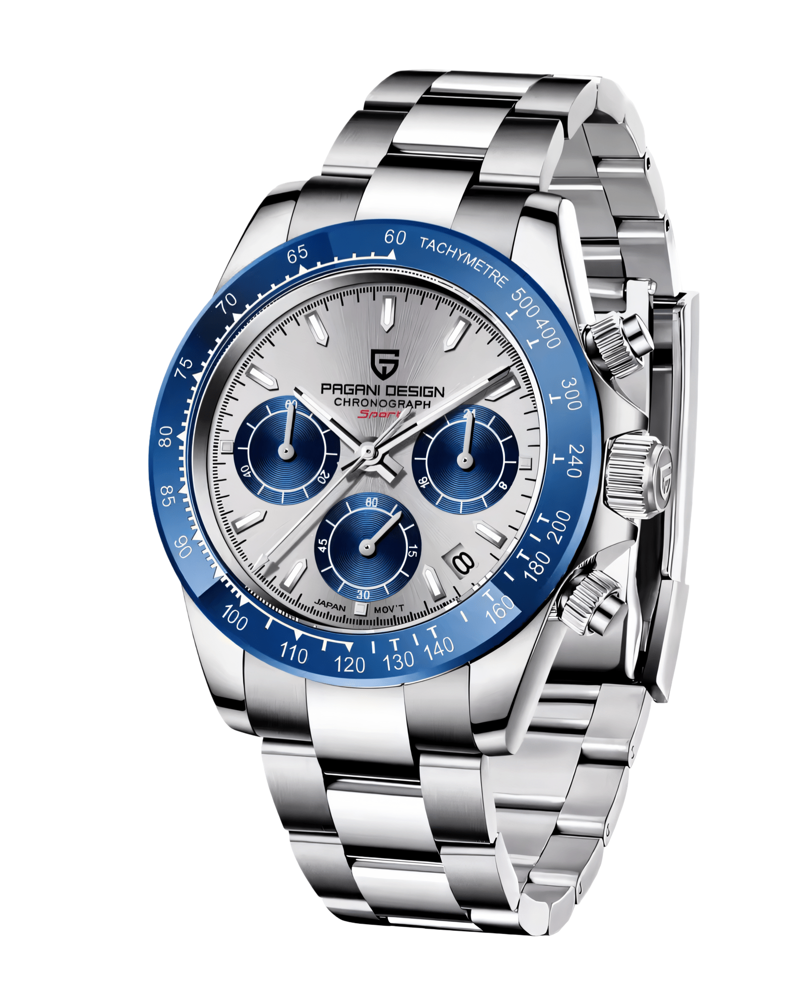 Pagani Design PD1664 Daytona Metal - Plava Boja -  Prikaz prednje strane muškog sata