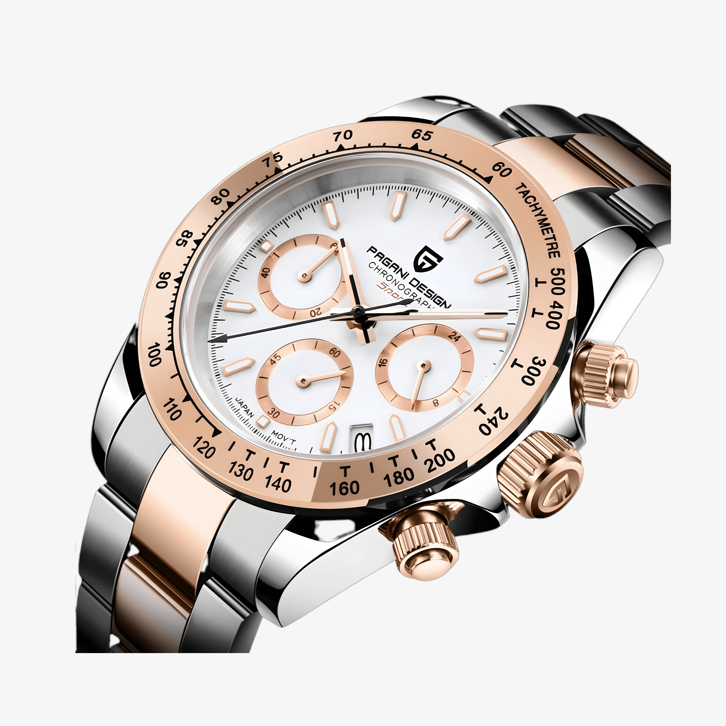 Muški Sat Pagani Design PD1664 Daytona Metal - Rose Gold/White