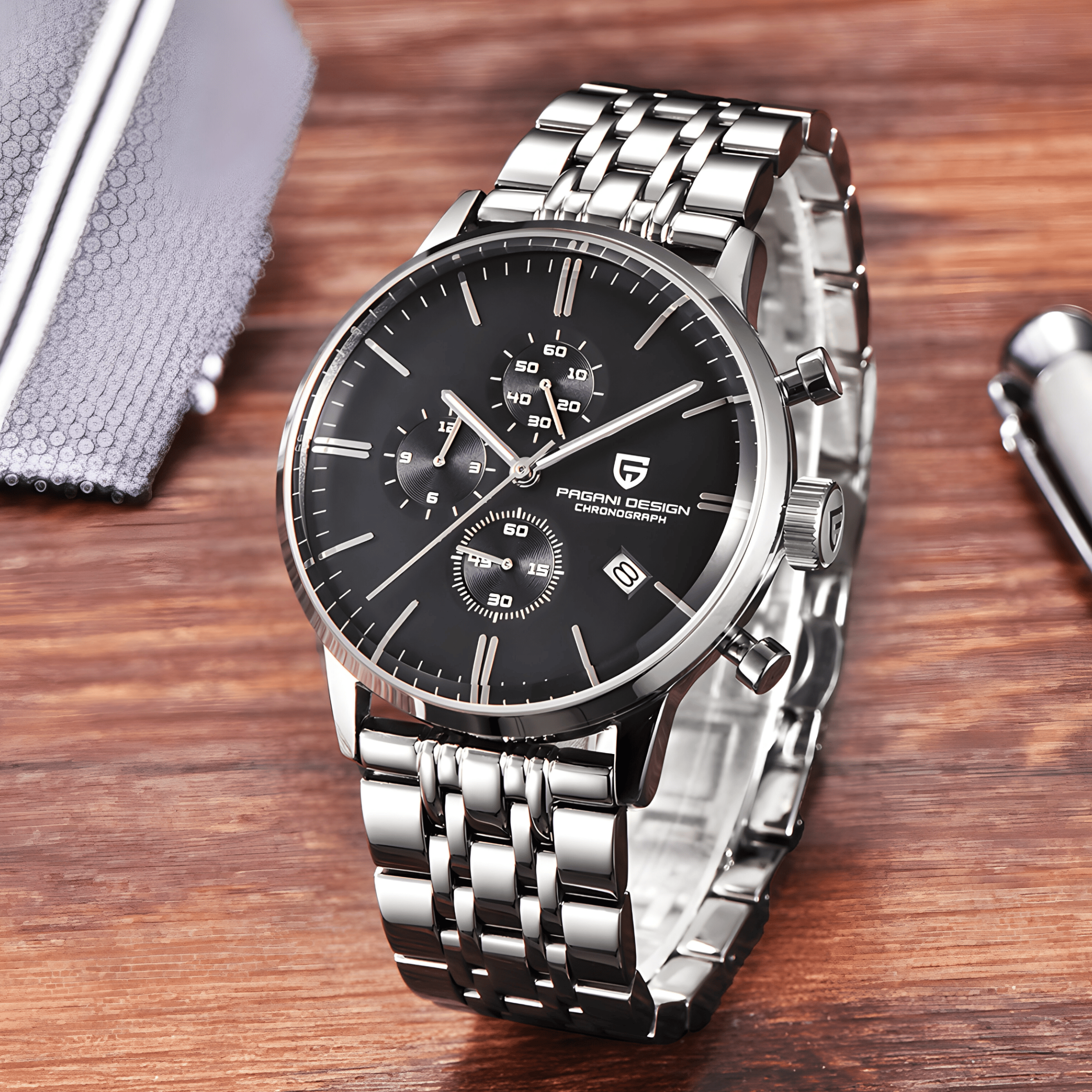 Muški Sat Pagani Design PD2720 Flight Chronograph - Silver/Black