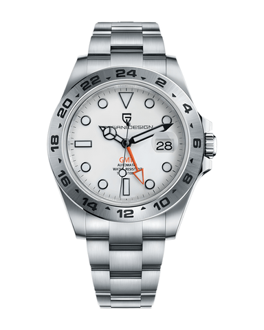 Muški automatik sat Pagani Design PD1682 GMT- Detaljan prikaz brojčanika - Bela boja - Najbolja cena u Srbiji!