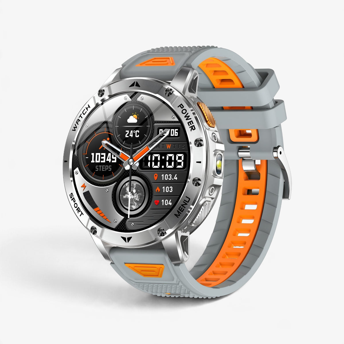 Muški Pametni Sat Military AK112 - Silver/Orange