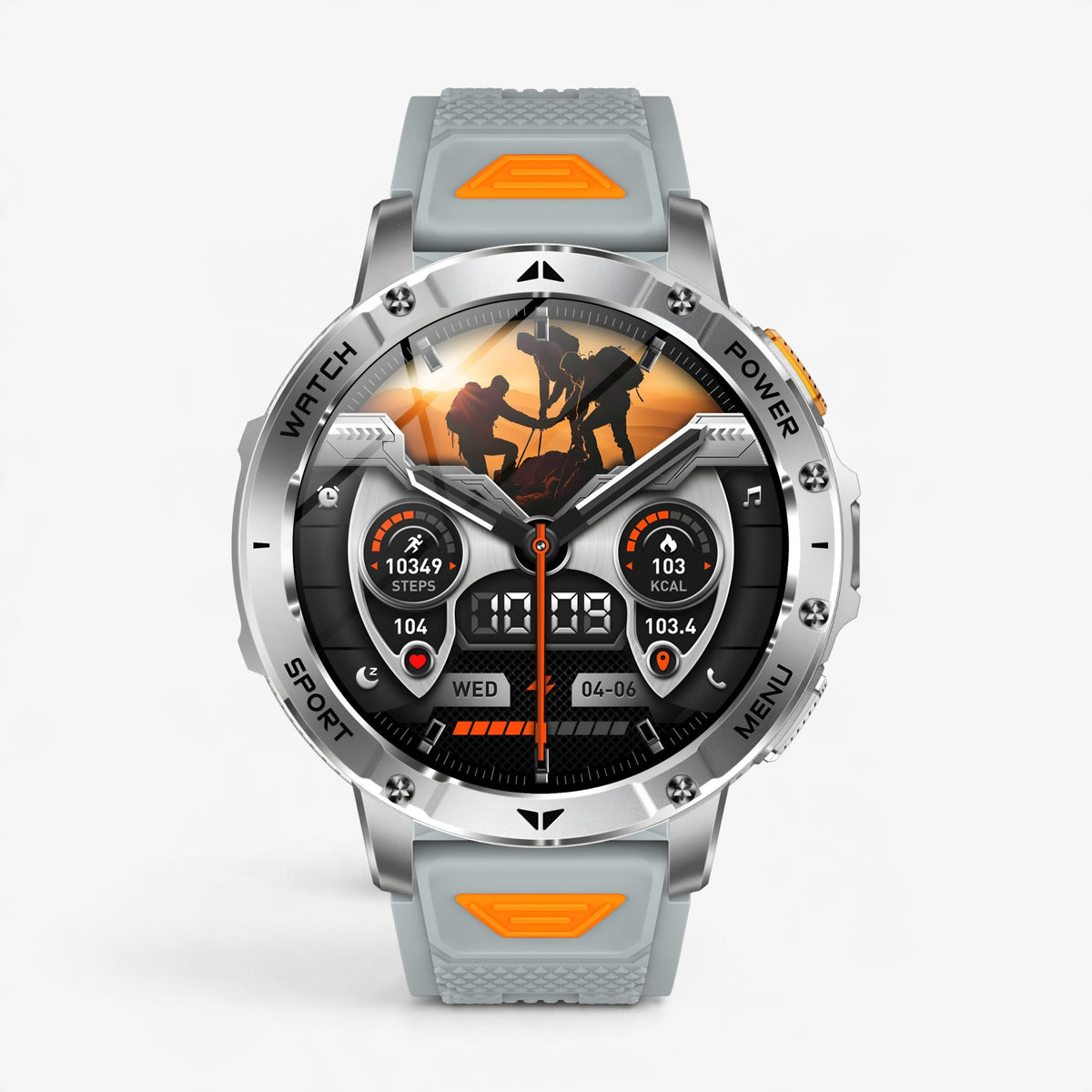 Muški Pametni Sat Military AK112 - Silver/Orange
